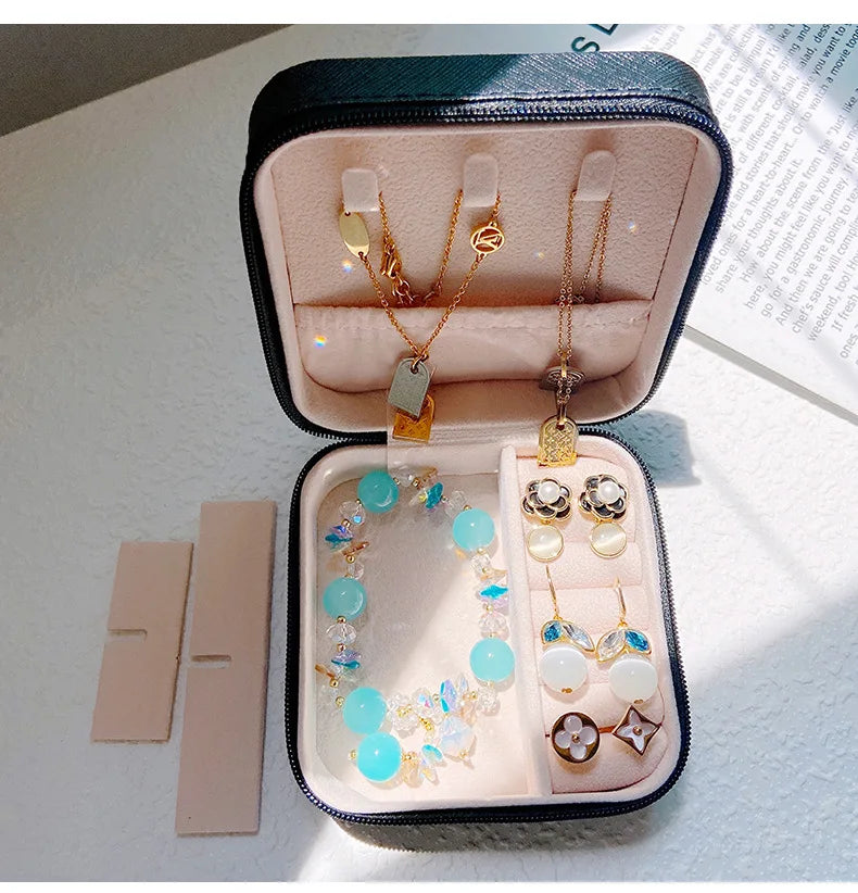 Mini Étui Voyage Bijoux Cuir PU Portable — Rangement Boucles Oreilles Colliers Filles Femmes