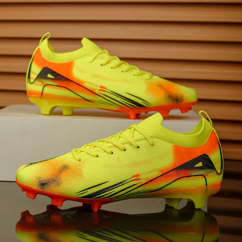 Chaussures de Football FG Unisexe Microfibre Montantes — Crampons Longs Respirant, Entraînement EU 31–49
