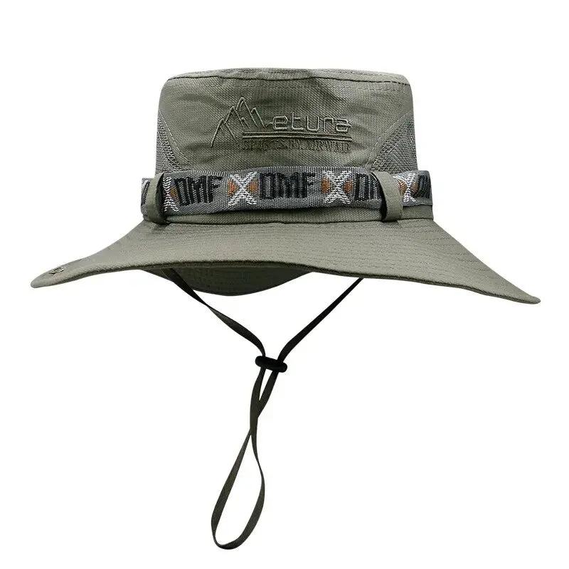 Chapeau seau d'été pour hommes, Protection UV en plein air, à large bord, Panama, Safari, chasse, randonnée, chapeau de pêcheur en maille, casquette de Protection solaire de plage