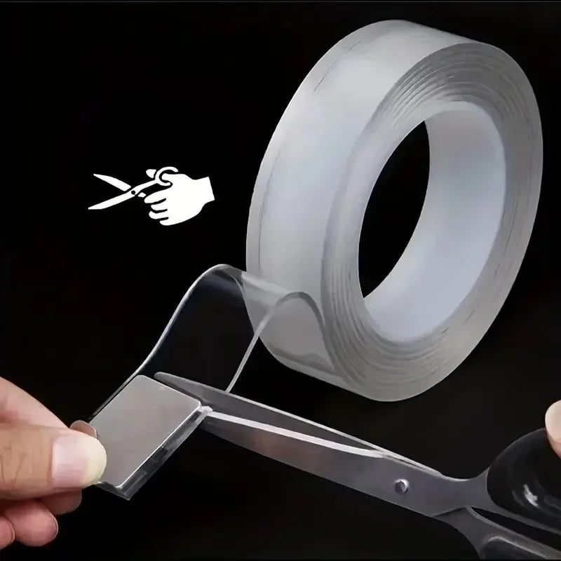 Cinta de doble cara transparente, pegatinas de pared impermeables, reutilizable, grado de calor, mejoras para el hogar, 1 rollo