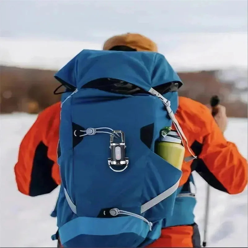 Mini lampe de poche porte-clés Rechargeable, lampe de travail COB, crochet extérieur, voyant d'avertissement d'urgence pour Camping, marche, randonnée