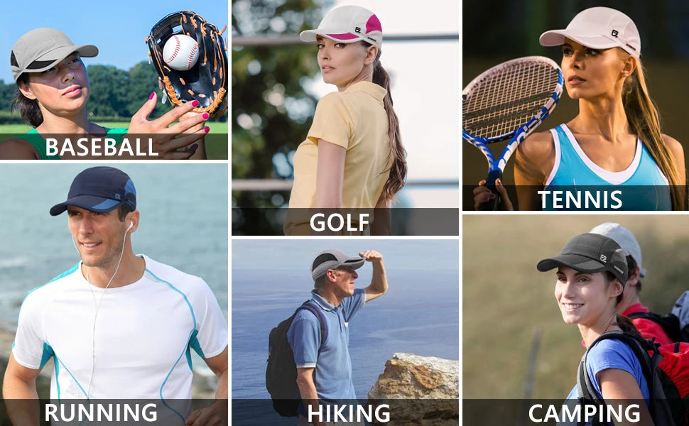 Casquette de sport unisexe à séchage rapide — réglable, légère, UPF 50+, course, randonnee, golf