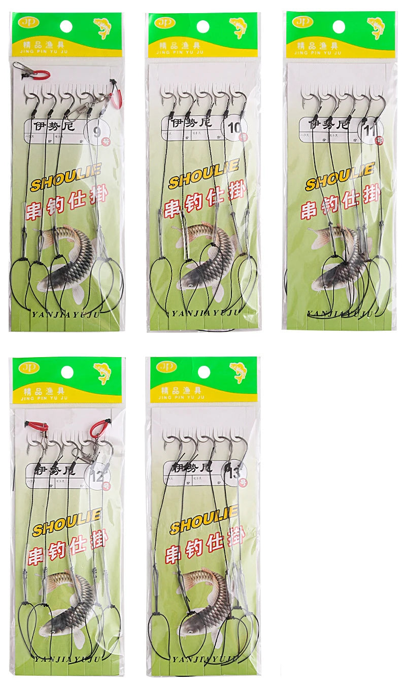 Crochets à cordes YUCONG 3 # -13 #   Hameçons de pêche en acier à haute teneur en carbone, hameçon simple pivotant, Combin 5 Haken barbelés et tranchants
