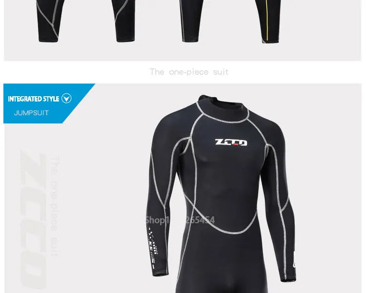Combinaison de plongée en néoprène pour hommes, 3MM, manches longues, plongée en apnée, une pièce, Surf, pêche, maillots de bain thermiques