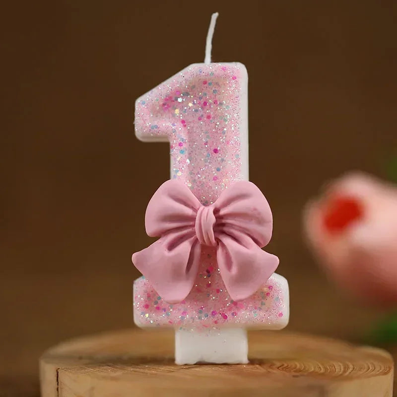 Nuevo número pastel vela rosa brillante vela de cumpleaños 1 2 3 4 5 6 7 8 9 3D número vela pastel Topper fiesta de cumpleaños pastel decoración