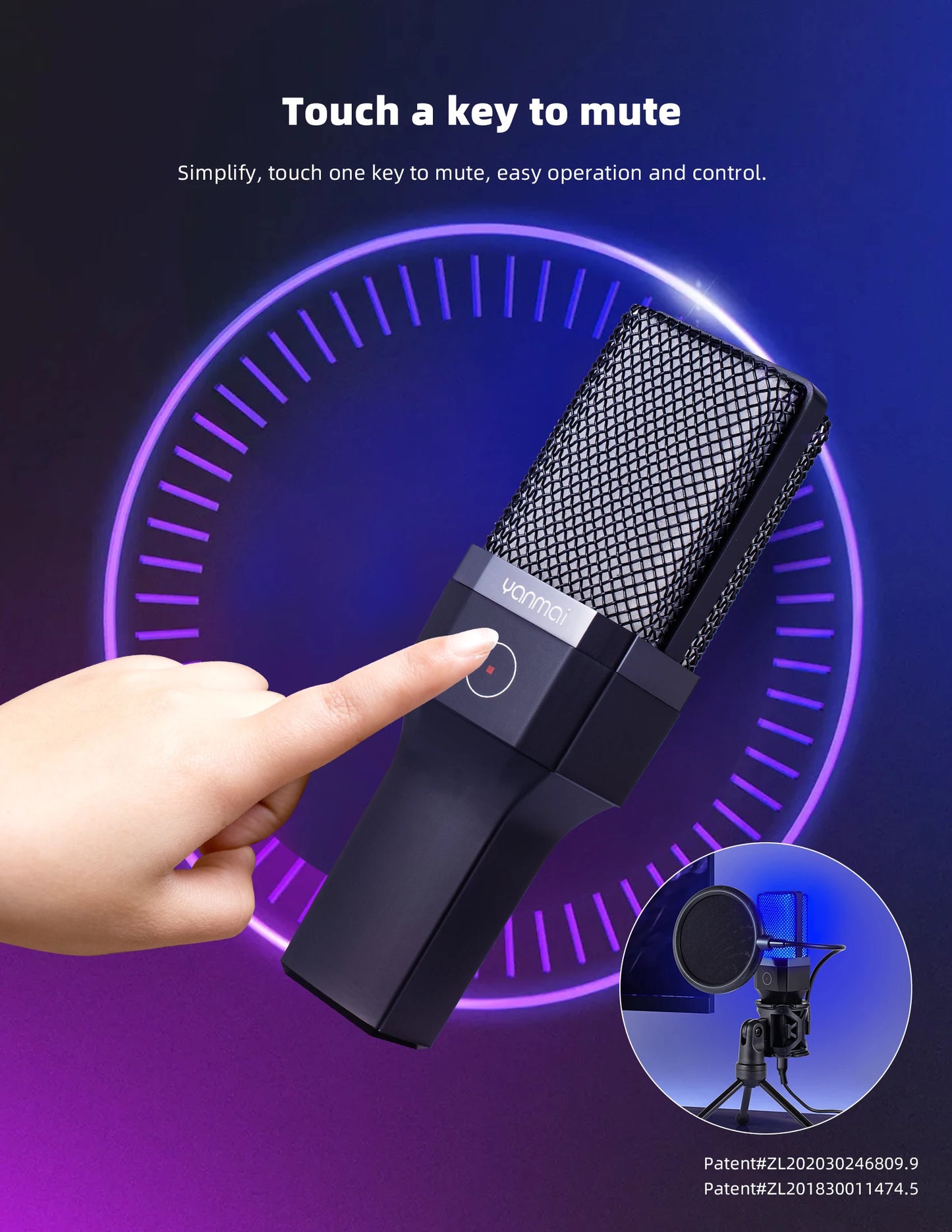 Microphone USB à condensateur pour gaming et podcast – Micro filaire pour PC, streaming et karaoké