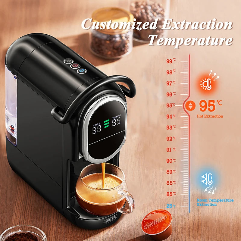 CAFELFFE - Cafetera de cápsulas 4 en 1, cafetera de capuchino, espresso múltiple caliente y frío, Dolce Gusto a.net, polvo de espresso 19 bares