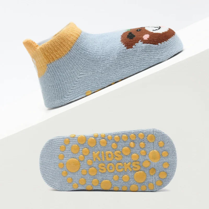 6 pares de calcetines de algodón para niños, bonitos dibujos de animales, cómodos, transpirables, antideslizantes, para bebés