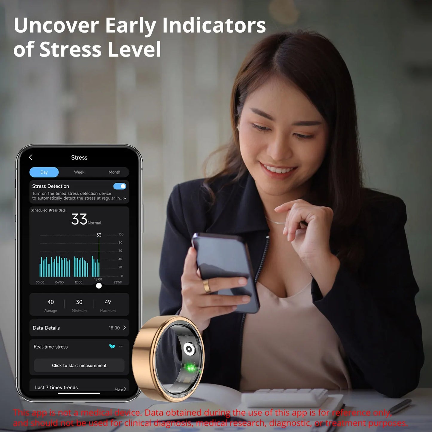 COLMI R02 – anillo inteligente con estuche de carga para hombres y mujeres, duración de la batería de 39 días, monitor de salud, resistente al agua 5ATM, 2024