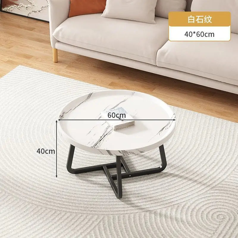 Multifunctional coffee table, modern minimalist living room, combined round side table for home