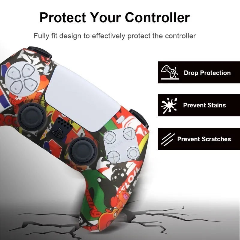 Funda de silicona protectora para mando de PS5, antideslizante, protectora, para gamepad de PlayStation 5, accesorios con agarres