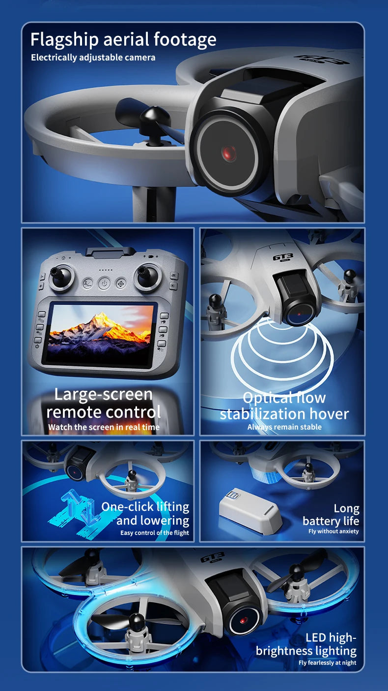 Drone Lenovo Gt3 Max 8k Hd Fotografía Aérea Pantalla Grande Posicionamiento de Flujo Óptico Motor Sin Escobillas Evitación Inteligente de Obstáculos