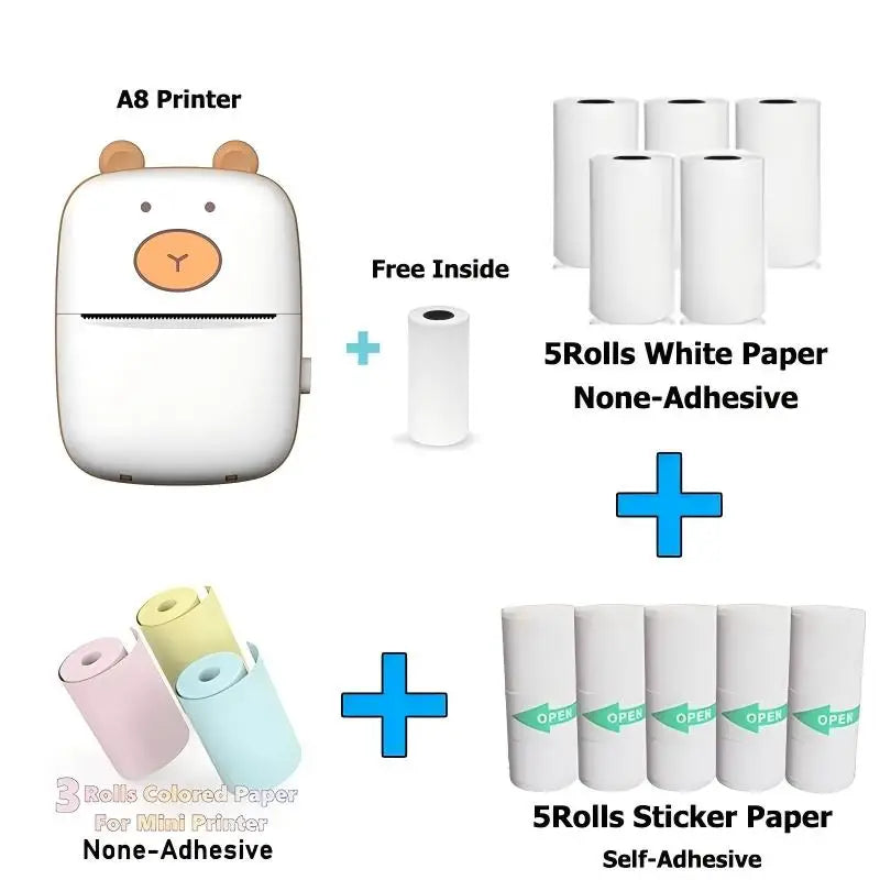 Mini imprimante thermique portable sans encre — autocollants, étiquettes, photo sans fil, compatible iOS et Android