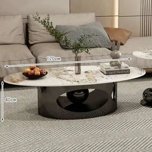 Modern coffee tables marble effect Deluxe Nordic oval white metal side table Premium Low Lounge Tables home furniture