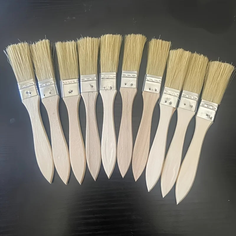 10 pinceles de cerda de cerdo, aptos para arte, artesanía, enyesado, pintura, aplicación de pegamento, mangos de madera