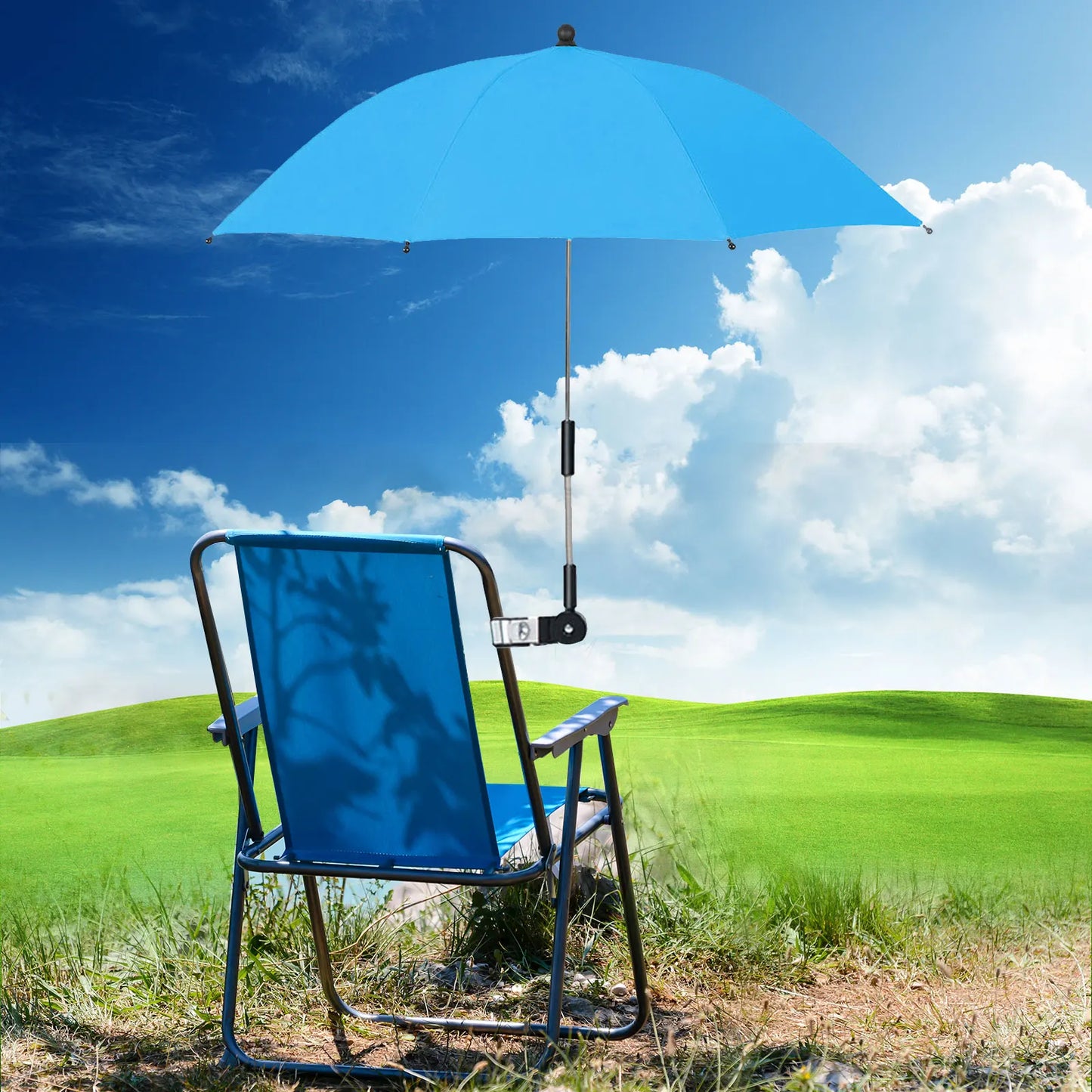 ZK20 Paraguas de silla de playa Protección UV Parasol para cochecito de bebé 360° Parasol ajustable para silla con pinza