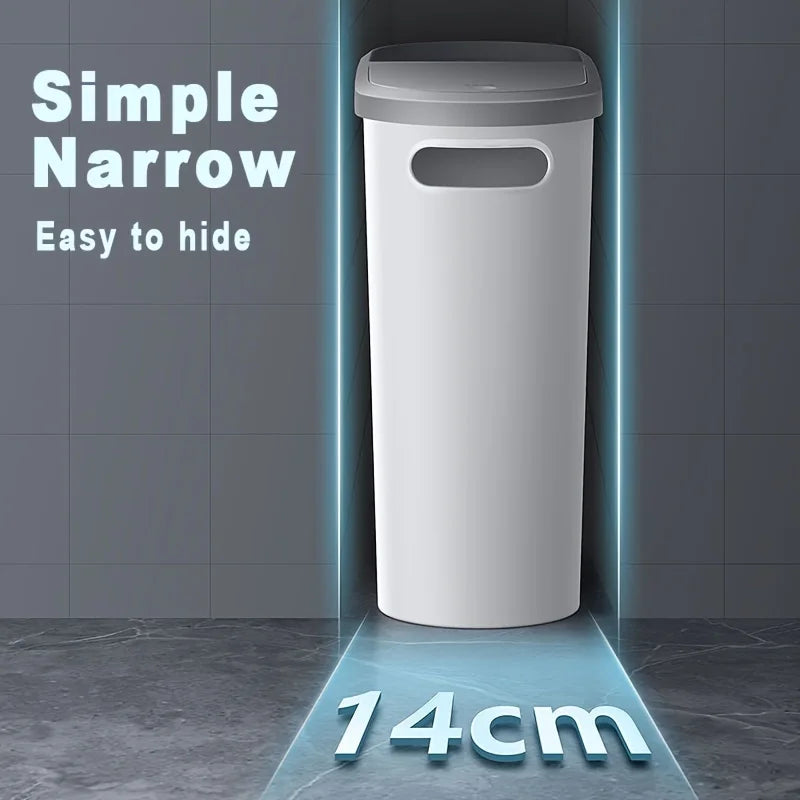 Cubo de basura de baño de 10 litros, cubo de basura creativo doméstico, cubo de basura tipo prensa con tapa, cubo de basura de cocina simple con papelera