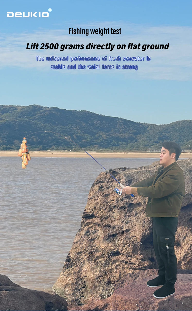 DEUKIO – Mini canne à pêche combinée avec canne à pêche télescopique courte et moulinet Spinning, ensemble de poteaux de voyage pour enfants débutants