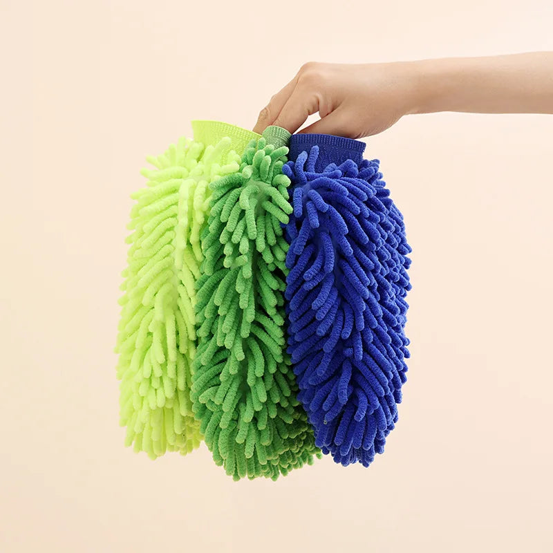 Gants de lavage de voiture en microfibre ultra absorbants, double face, éponge de nettoyage automobile en chenille, sans rayures, super épaisse, haute densité