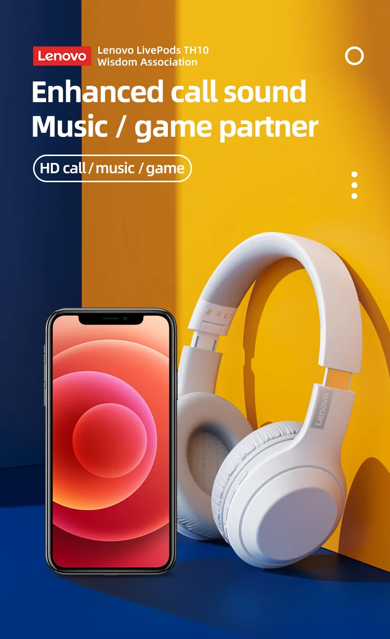 Auriculares estéreo Bluetooth Lenovo Thinkplus TH10 TWS Auriculares de música con micrófono para móvil iPhone Samsung Android iOS