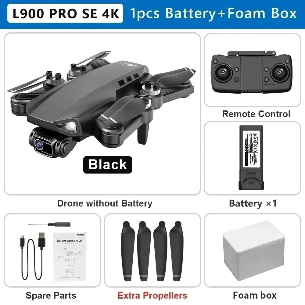 Drone GPS L900 Pro SE MAX 4K, doble cámara HD profesional 5G WIFI 360° Motor sin escobillas para evitar obstáculos Rc FPV Quadcopter Dron