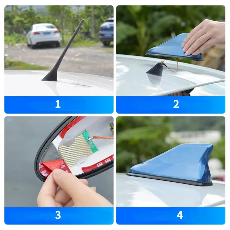Universal Car Shark Fin Antenna, Auto Radio Signal Amplifier Roof Mounted for All Vehicle Models, Car Styling
