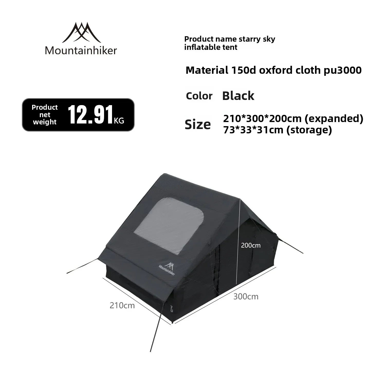 Tente Gonflable Ciel Étoilé 6,3m² — Lucarne Camping 3-4 Personnes Anti-UV