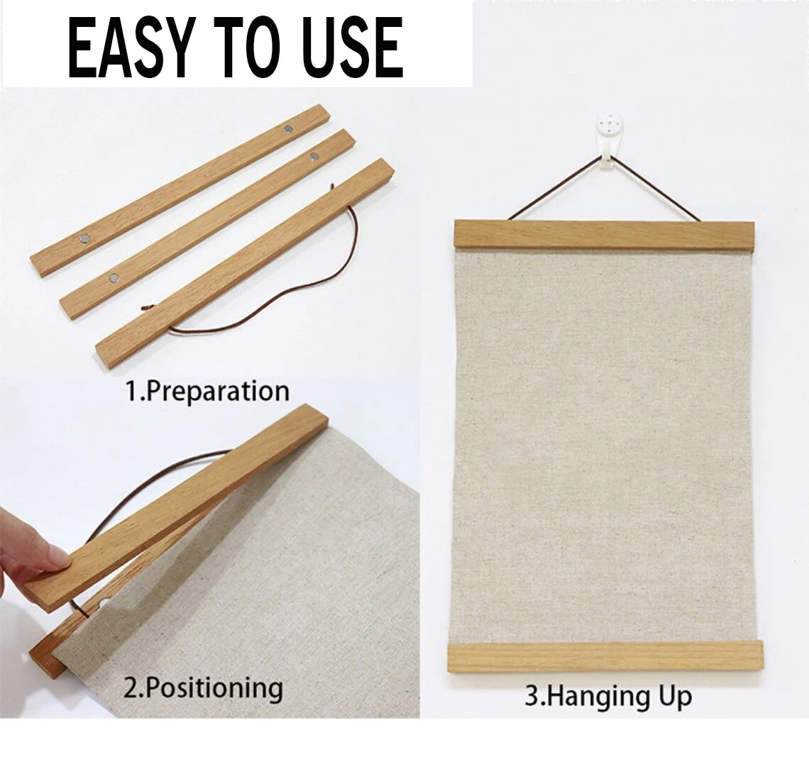 Magnetic Wooden Poster Hangers, 1pc, for Posters, Photos, Wall Art Canvas Prints, Teak Pine Wood Paintings, Home Decor for Living Room