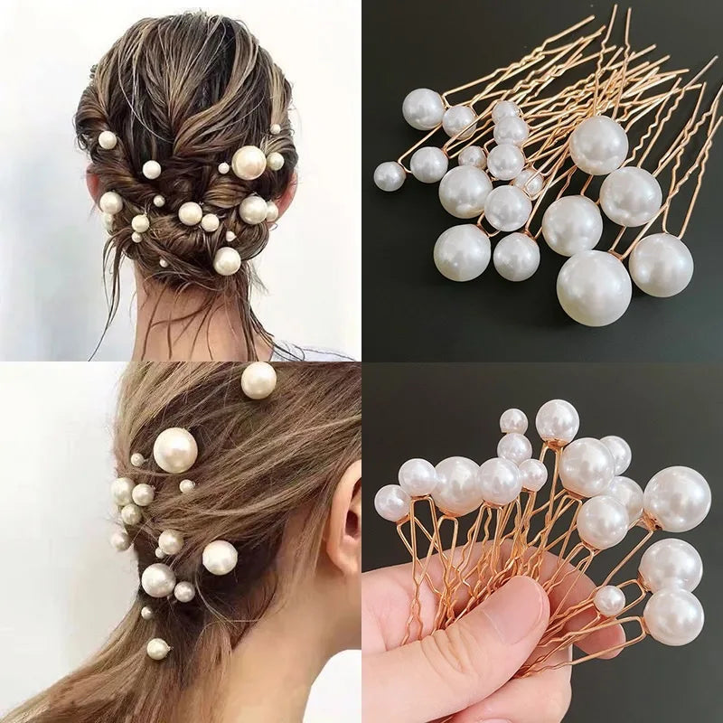 Élégantes épingles à cheveux en perles multi-tailles, bijoux de cheveux de mariée faits à la main, pinces à cheveux de soirée pour femmes et filles, accessoires pour cheveux