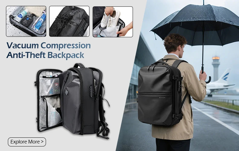 BANGE léger 15.6 pouces sac à dos pour ordinateur portable étanche USB Port de Charge multifonctionnel voyage randonnée sac d'école Mochila pour hommes