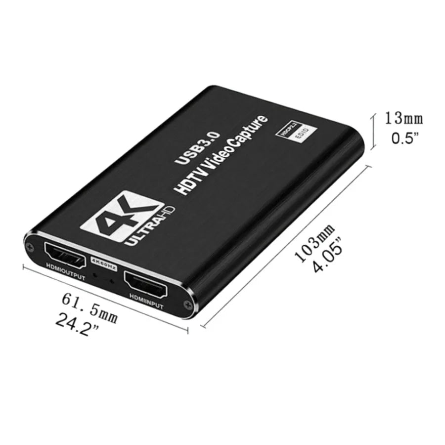 Carte d'acquisition vidéo 4K USB 3.0, enregistreur vidéo HD 1080P compatible HDMI, pour PC PS4 OBS, enregistrement de jeu, micro Audio