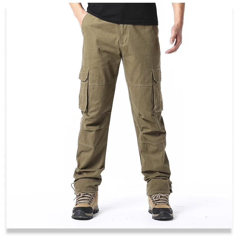 Salopette ample à grande poche pour hommes, pantalon tactique de Jogging pour Sports de plein air, taille élastique, pantalon de travail décontracté en pur coton