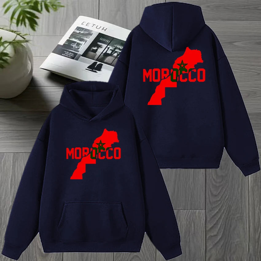 Automne hiver maroc harajuku nouveau en Double face imprimé sweat à capuche noir hommes femmes polaire pull décontracté unisexe mode sweat