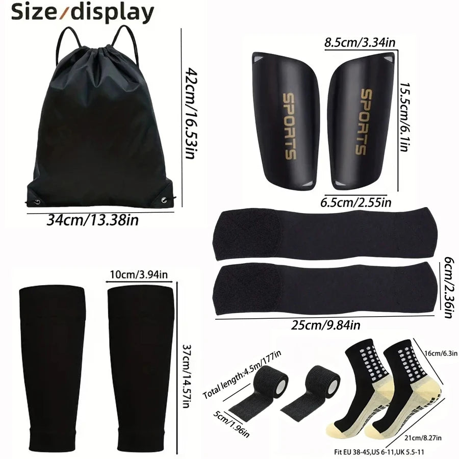Kit Football 6 Pièces — Chaussettes + Protège-Tibias + Chevillères + Sac