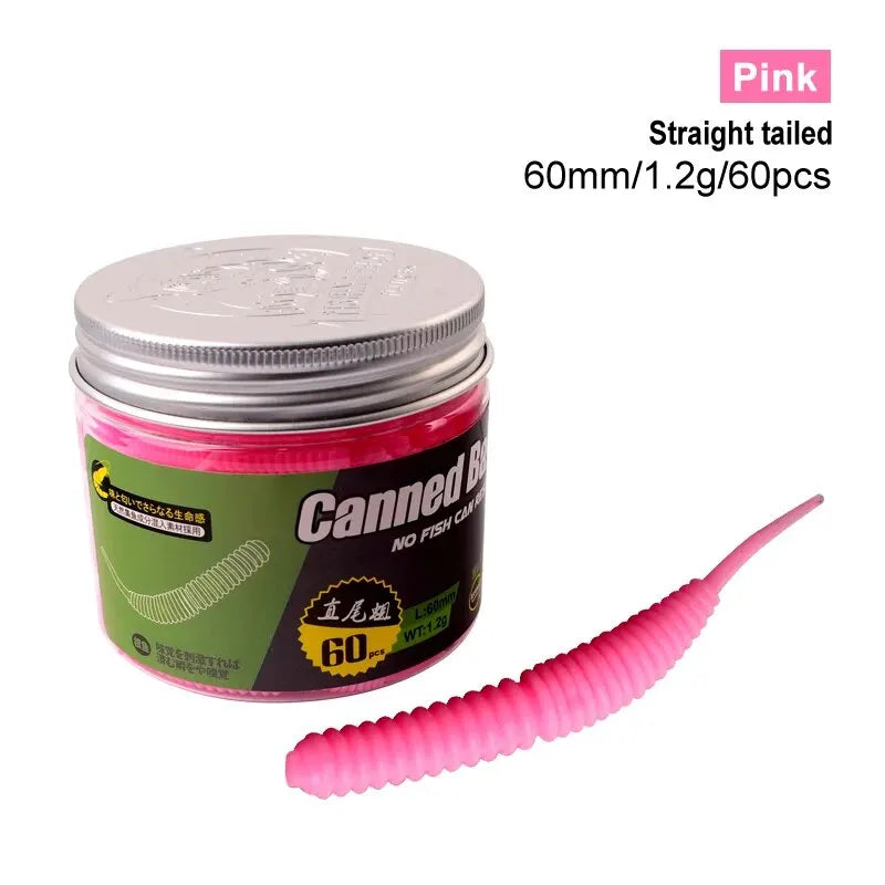 60 pièces 1.2g 6cm leurre de pêche Mini ver souple crevette Jerkbait poisson océan roche leurre bar odeur de poisson souple Swimbait appât souple Pesca