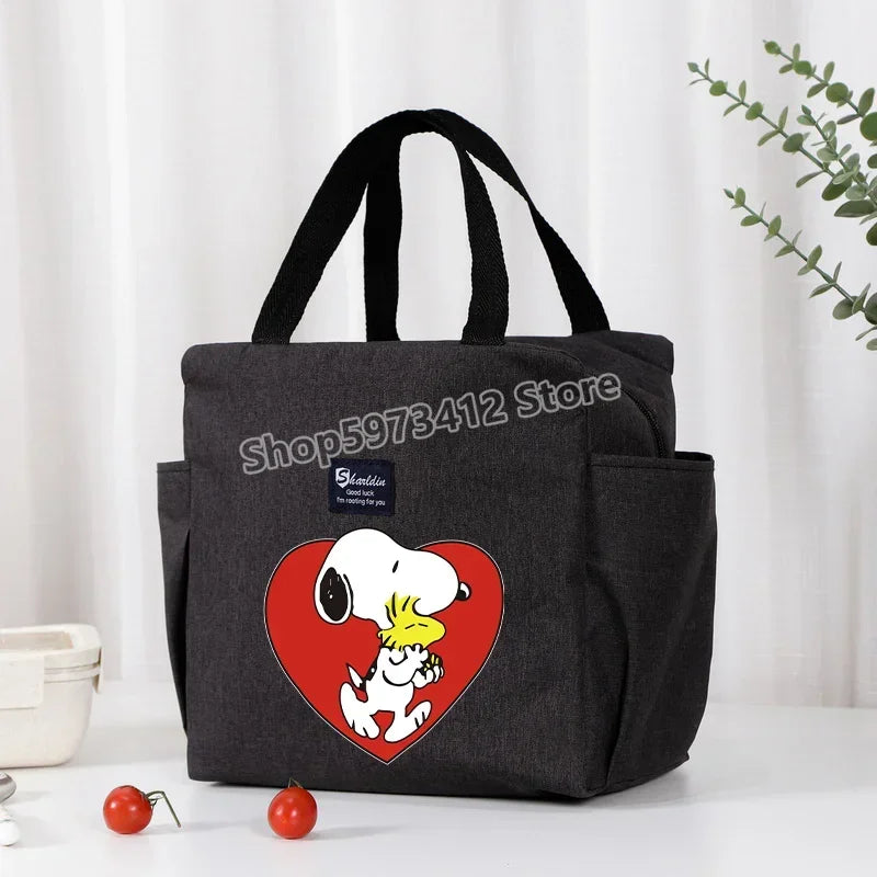 Bolsa isotérmica portátil para el almuerzo y bebidas de Snoopy, bolsa isotérmica para alimentos, caja térmica, bolsa de picnic, bolsas de transporte, bonito regalo para niños