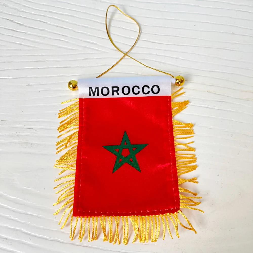 10x14 cm decoración para ventana de coche Poliéster Argelia/Marruecos banderín colgante banderas marroquíes Mini banderín