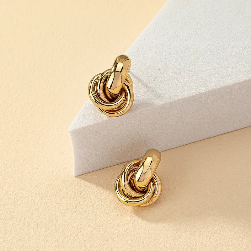 Women's Knot Earrings, Gold Silver Color, Shiny Plating, Trendy Stud, Cute, Everyday Wear, Jewelry