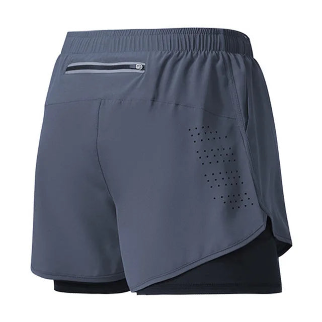 Short de course pour hommes, séchage rapide, Fitness, noir, Double couche, nouveau Sport, entraînement, musculation, pantalon court