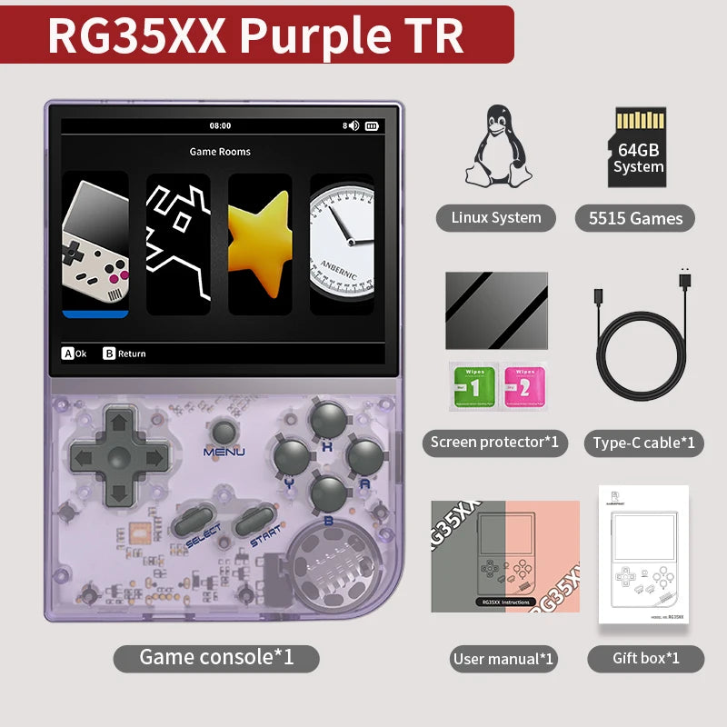 ANBERAlfred-Consola de juegos retro RG35XX Plus/RG35XX, pantalla IPS de 3.5", reproductor de videojuegos portátil Linux, compatible con salida HDMI-M de TVChancelor