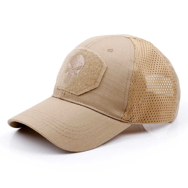 Men's and Women's Mesh Baseball Cap, Camouflage, Skull, Adjustable, Airsoft, Tactical Outdoor Hiking, New Summer Collection 2024