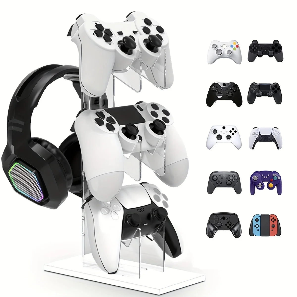 Soporte universal de mando de 3 capas, soporte de teléfono de sauna, accesorios de juego para PS5, soporte de almacenamiento PS4, negro, blanco, transparente