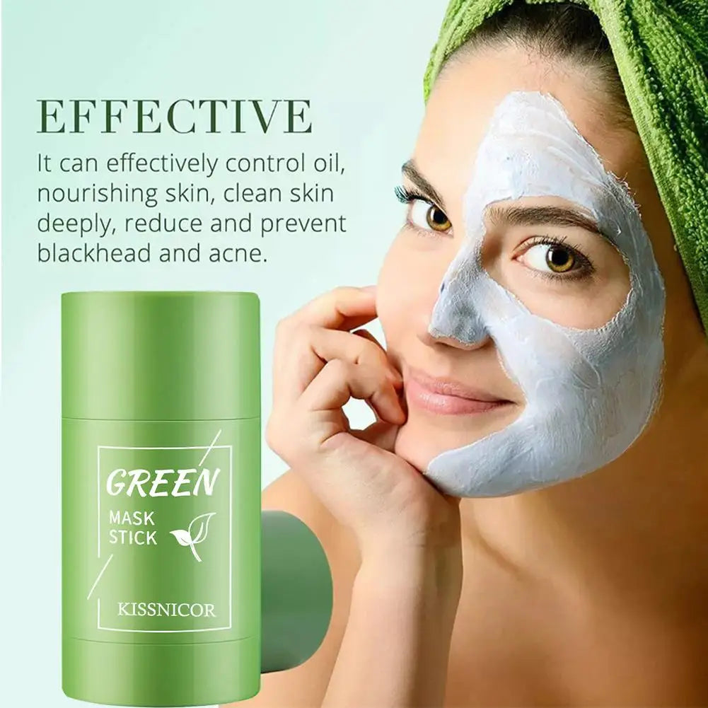 Facial cleansing mask, green tea cleansing stick, shrinks pores, deep blackhead remover, hydrating mask, skin care
