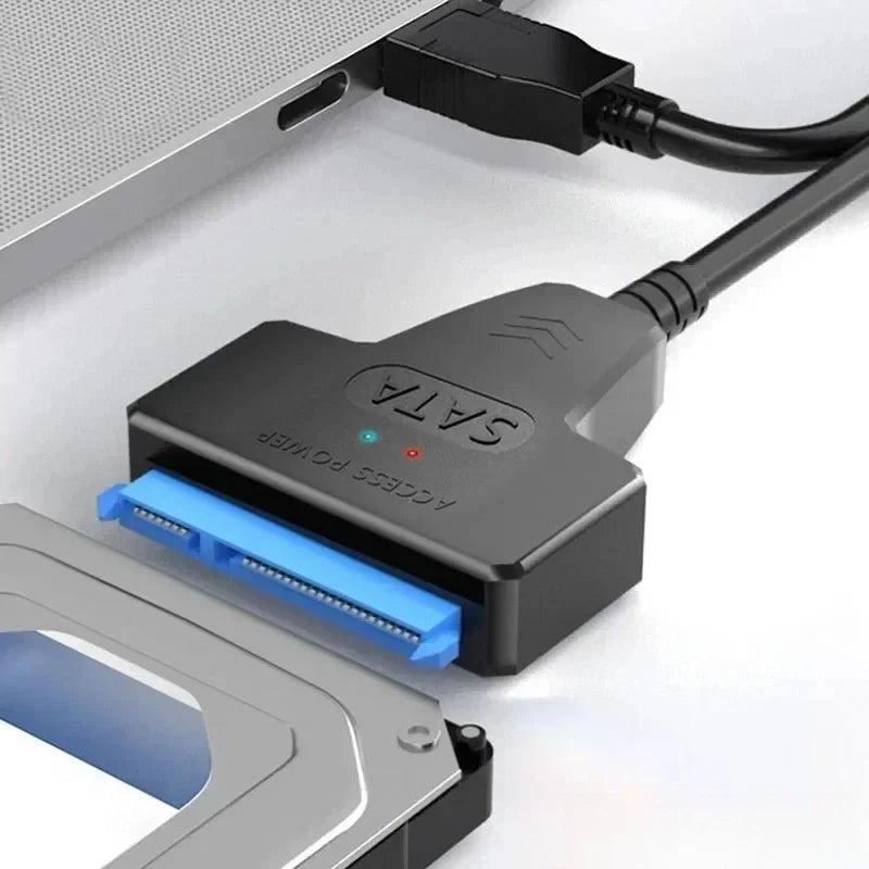 Câble SATA vers USB 3.0/2.0 jusqu'à 6 Gbps pour disque dur SSD externe 2.5 pouces, adaptateur SATA 3 22 broches, cordon USB 3.0 vers Sata III
