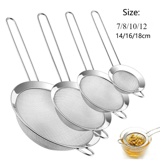 1/3/4 pièces/ensemble fil d'acier inoxydable maille Fine passoire à huile passoire à farine tamis tamis pâtisserie outils de cuisson accessoires de cuisine