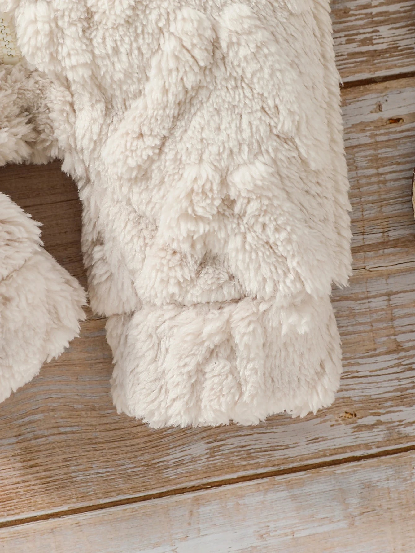 Combinaison Bébé Garçon Hiver Peluche À Capuche — Manches Longues Fermeture Éclair