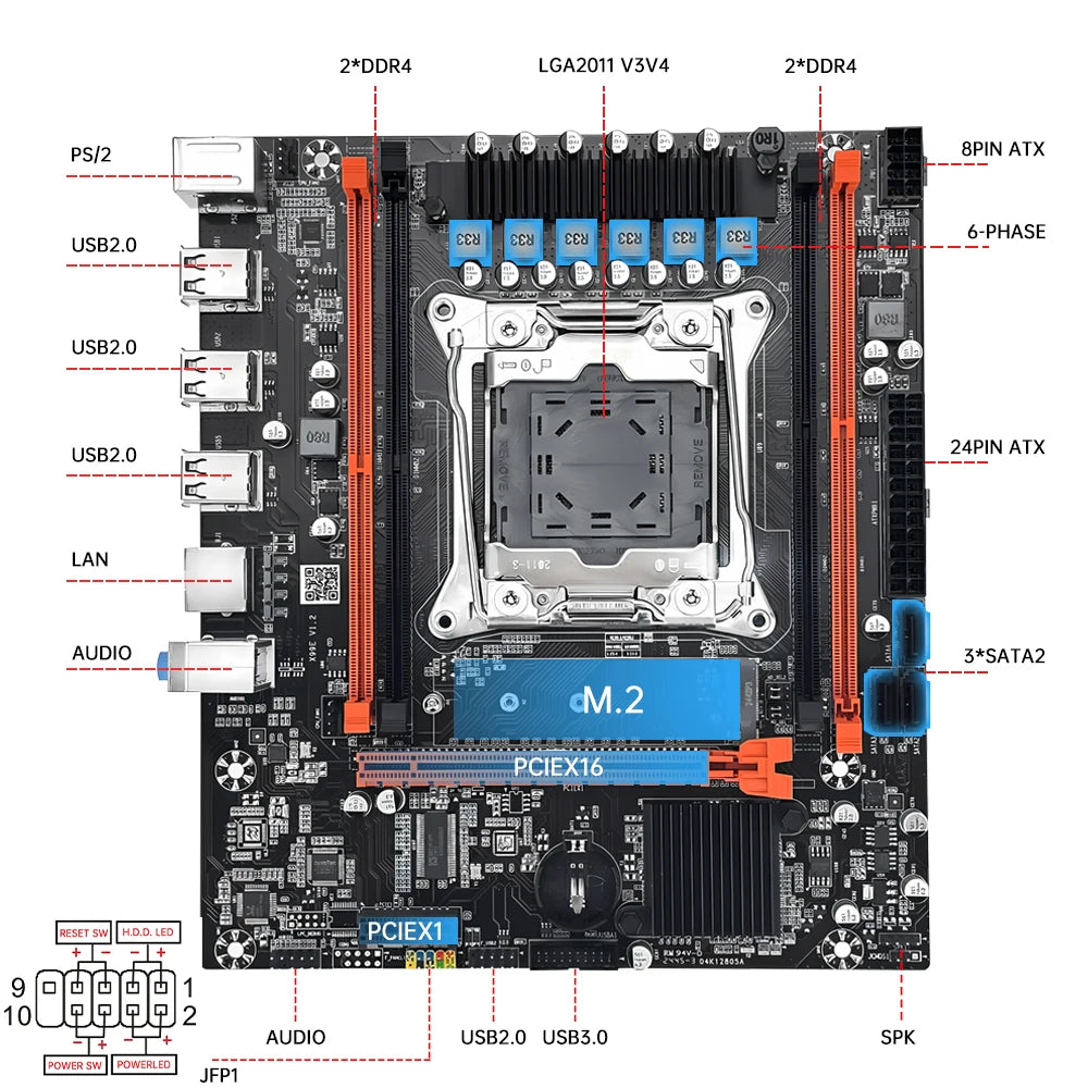 Kit de carte mère MOUGOL X99 avec processeur Intel Xeon E5 2680 V4 et DDR4 8Gx2 2133 MHz, RAM double canal M.2 NVME pour ordinateur de bureau de jeu