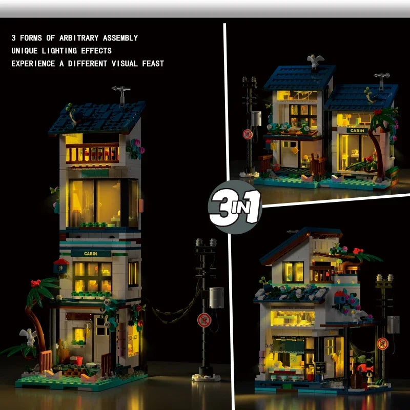 Blocs de Construction Rétro LED Enfant — Ville Japonaise Plage Villa 813 Pièces