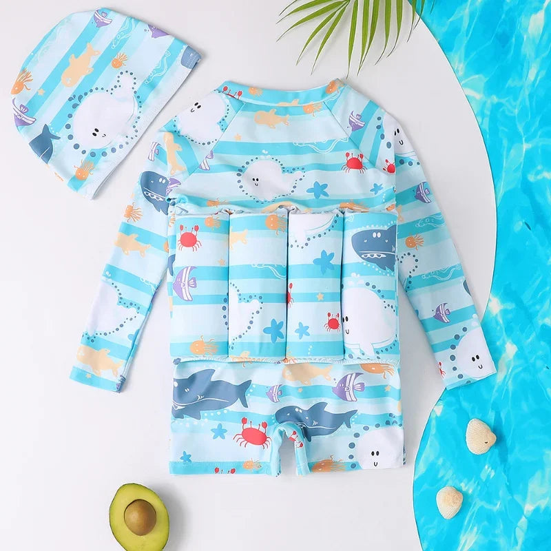 Maillot de Bain Flottabilité Enfant — Dessin Animé, Une Pièce, Protection Anti-Éruption, Garçon & Fille