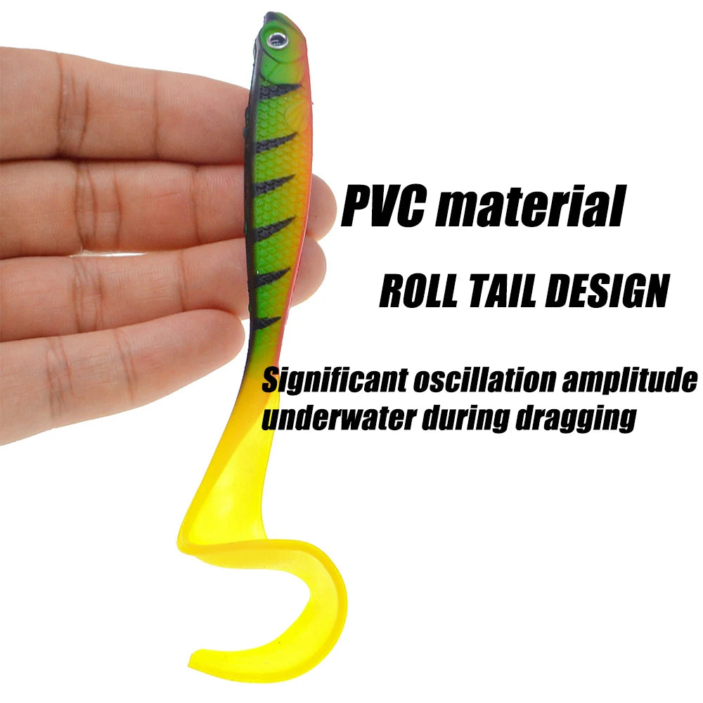 4 Pcs/lot Soft Worm Baits, Long Tail Bass Lures, Realistic Fishing Lure 4 Pieces Fishing Lure Jigs Wobblers 12.5cm 55g Shad T-tail